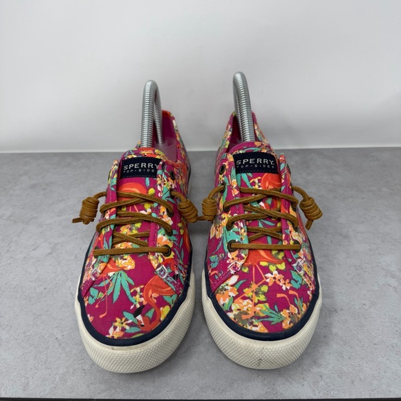 Sperry Women’s Tropical Floral & Flamingo Canvas Slip On Boat Shoes Size 7 - Picture 2 of 11